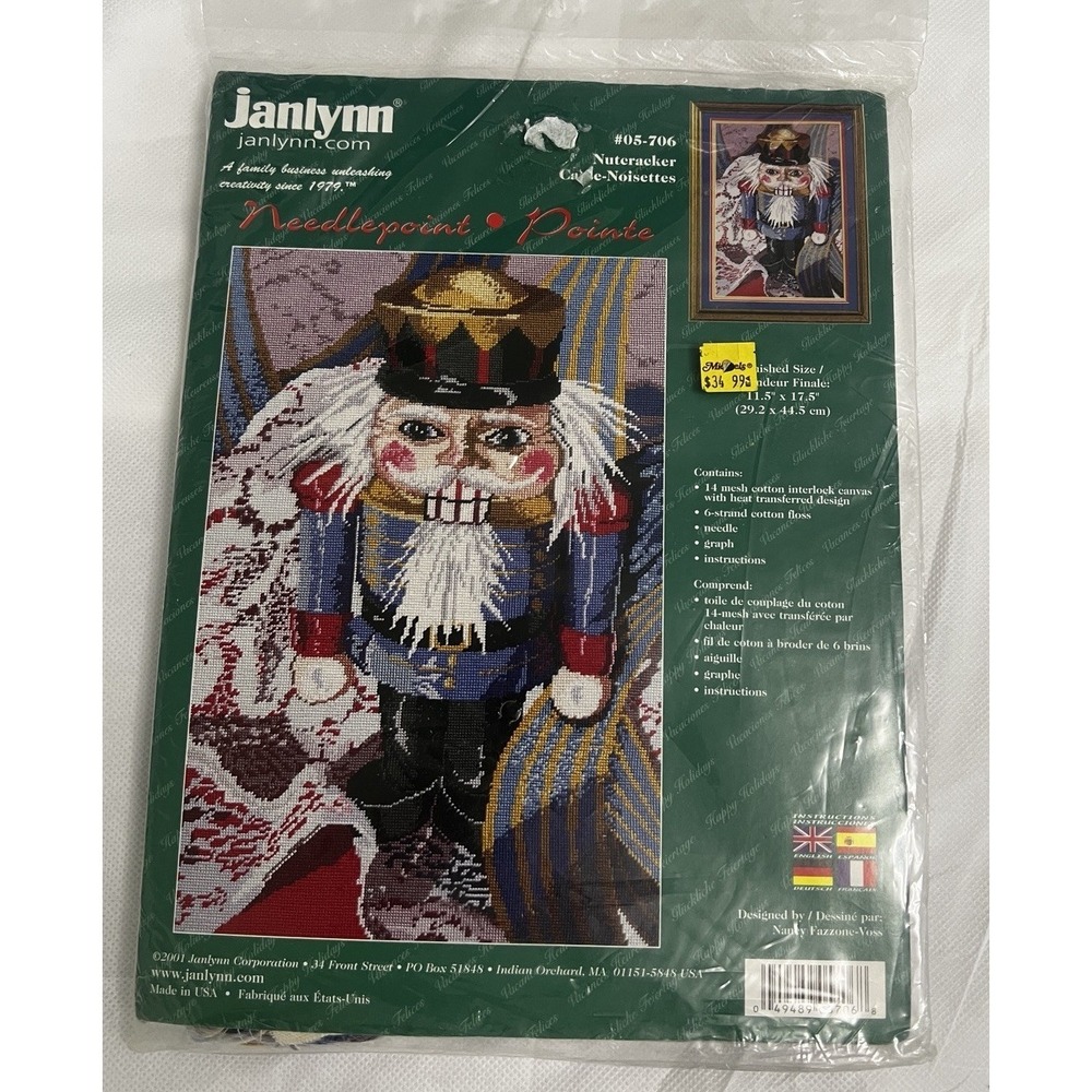 Janlynn Christmas Needlepoint Nutcracker 11.5x17.5 Kit #05-706 Sealed 2001